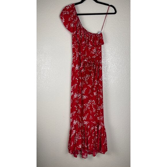 Free People Rue Stiic Westcott One Shoulder Midi Dress Floral Poppy Red Medium - Picture 4 of 12
